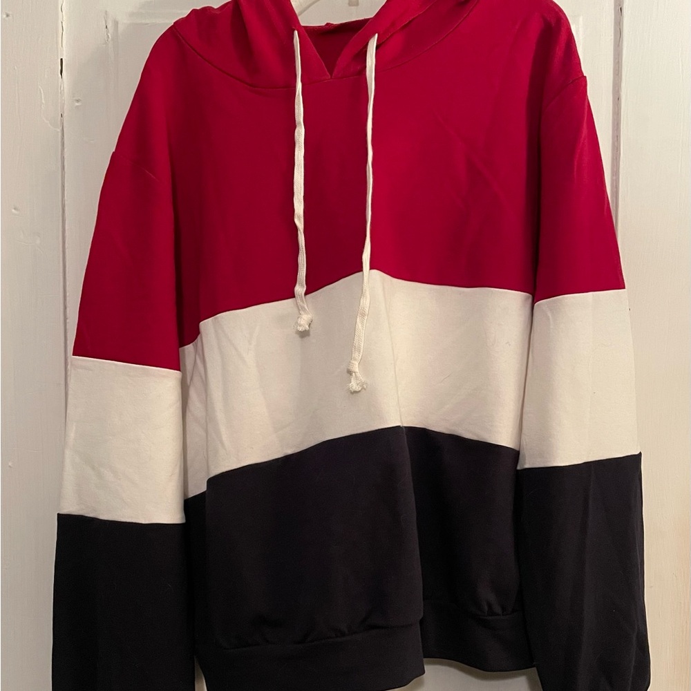 Colorblock Hoodie - Red, White, and Blue, XL, NWOT